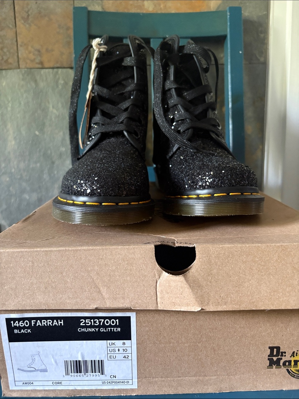 NWT SZ 10 doc martins sparkle combat boot